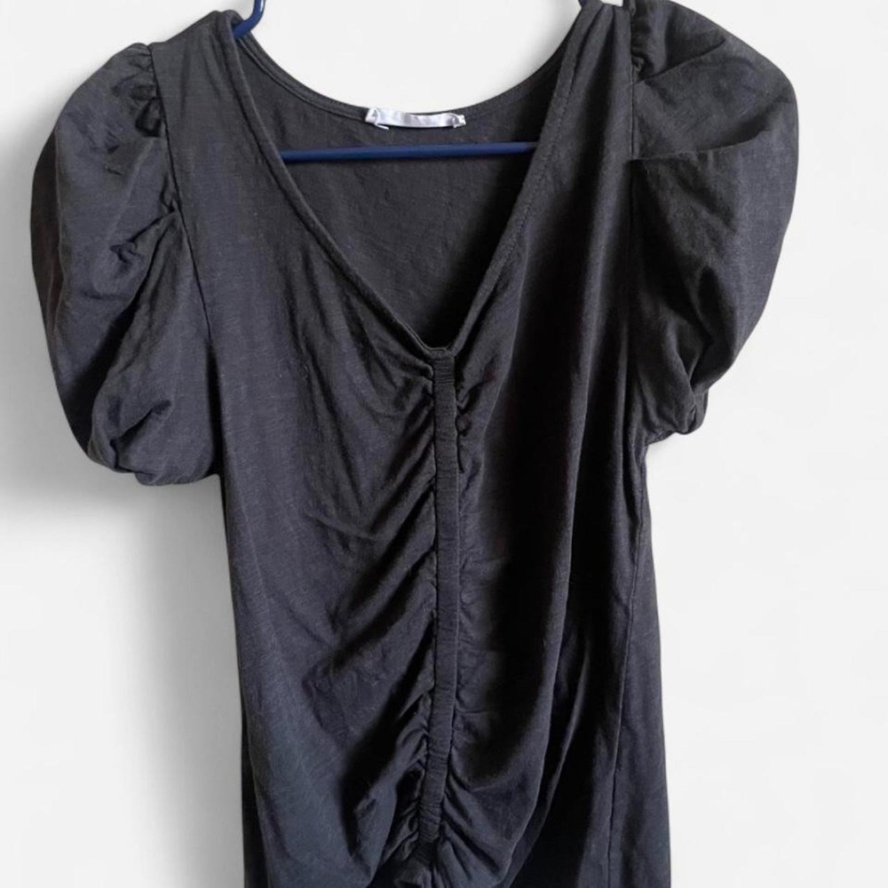 Romantic Goth Black Puff Sleeve Blouse - Size M